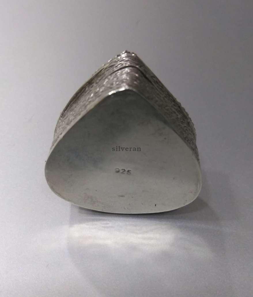 SBX003 - Gümüş Kutu - Savatlı Kalp Yaprak Şeklinde 925 Ayar Gümüş Kutu